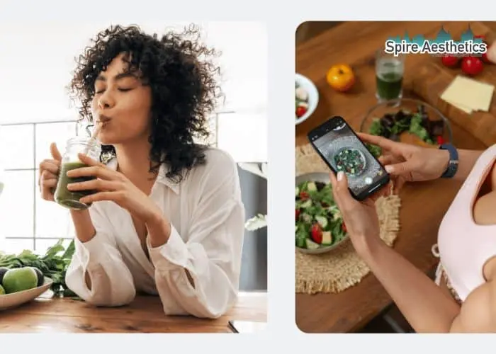 Image of woman looking into her diet and fat freezing Buckingham to improve her health